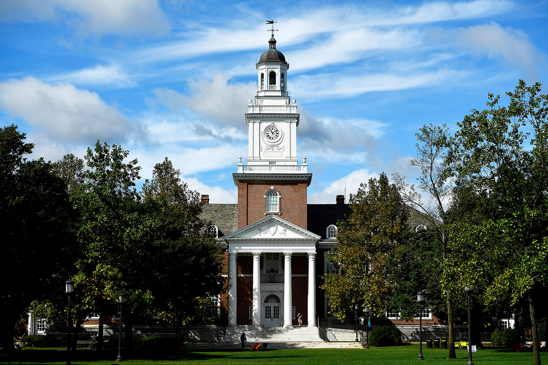 Image of Gilman Hall on the Johns Hopkins University Homewood campus.